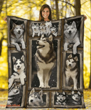 Alaskan Malamute Dog Sherpa Fleece Blanket Husky Quilt Blanket Cute Husky Dog - Super King - Ettee