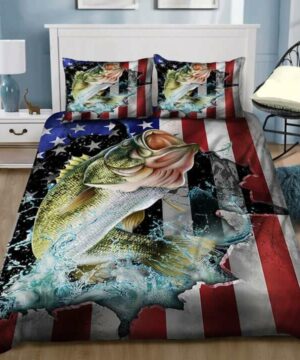 America Flag Fishing Cotton Bed Sheets Spread Comforter Bedding Sets - Ettee - america