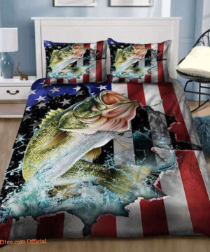 America Flag Fishing Cotton Bed Sheets Spread Comforter Bedding Sets - Ettee - america