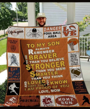 Americna Football To My Son From Mom You Are Braver Quilt Blanket Great - Super King - Ettee