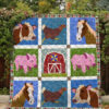 Animal Drawing Horse Chicken Pig Farm Animals Quilt Blanket Great Customized Blanket Gifts - Super King - Ettee