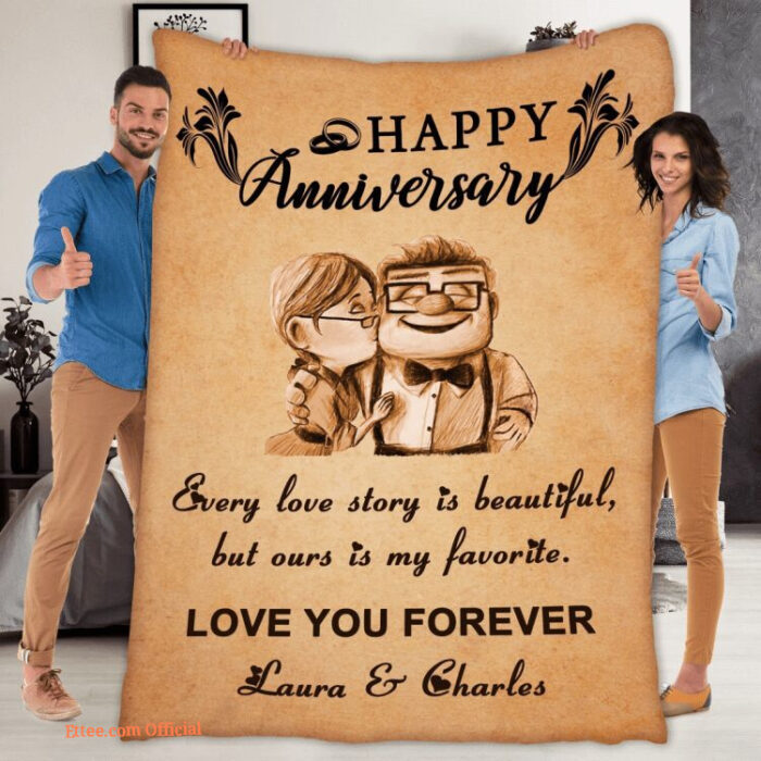 Valentine Anniversary Couples Quilt Blanket Couples. Foldable And Compact - Super King - Ettee