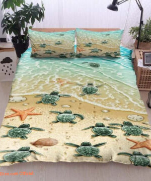 Baby Sea Turtles On The Beach Cotton Bed Sheets Spread Comforter Duvet Cover Bedding Sets - King - Ettee