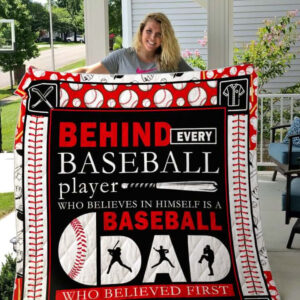 Baseball Dad Behind Every Baseball Player Quilt Blanket - Super King - Ettee