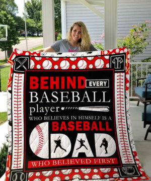 Baseball Dad Behind Every Baseball Player Quilt Blanket - Super King - Ettee