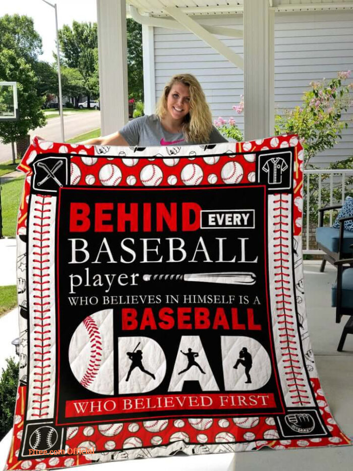 Baseball Dad Behind Every Baseball Player Quilt Blanket - Super King - Ettee