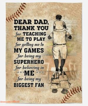 Baseball Dear Dad Thank You For Teaching Me Blanket Birthday Gift For Dad - Super King - Ettee