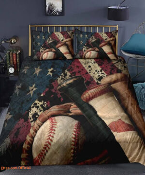 Baseball Sport 3pcs Comforter set 3D vintage Bedding set Quilt For Bedroom - King - Ettee