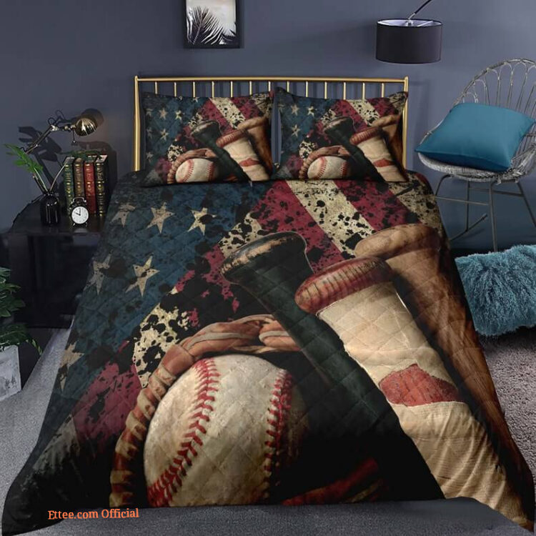 Baseball Sport 3pcs Comforter set 3D vintage Bedding set Quilt For Bedroom - King - Ettee