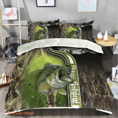 Bass Fishing Bedding Set For Fishing Lover Gifts For Birthday Christmas Thanksgiving - King - Ettee