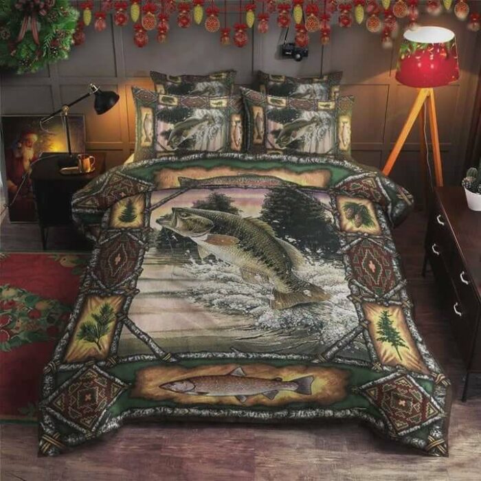 Bass Fishing Cotton Bed Sheets Spread Comforter Bedding Sets - Ettee - bass fishing