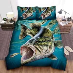 Bass Fishing Hunter Cotton Bed Sheets Spread Comforter Duvet Cover Bedding Sets - Ettee - bass fishing