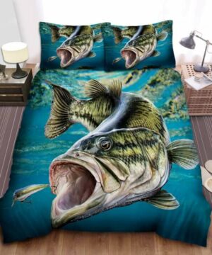 Bass Fishing Hunter Cotton Bed Sheets Spread Comforter Duvet Cover Bedding Sets - Ettee - bass fishing