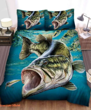 Bass Fishing Hunter Cotton Bed Sheets Spread Comforter Duvet Cover Bedding Sets - King - Ettee