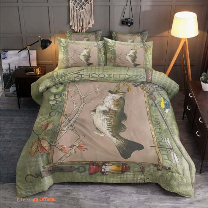 Bass Fishing Large Mouth Small Mouth Bedding Set - Full - Ettee