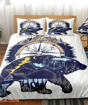 Bear Go Camping Cotton Bed Sheets Spread Comforter Duvet Cover Bedding Sets - King - Ettee