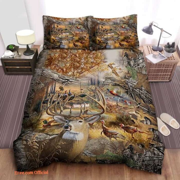 Bedding Set.Hunting Camo Us California. Lightweight And Smooth Comfort - King - Ettee
