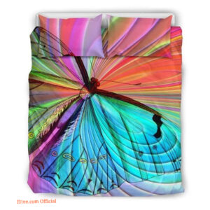 Beige Butterfly Themed Cotton Bed Sheets Spread Comforter Bedding Sets - Twin - Ettee