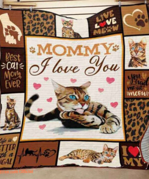 Bengal Cat Mommy I Love You Quilt Blanket Great Customized Gifts For Birthday Christmas Thanksgiving - Twin - Ettee