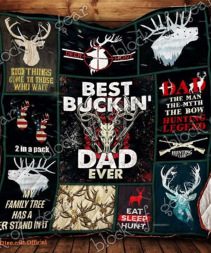 Best Buckin Dad Ever Deer Hunting Quilt Blanket Great Customized Gifts For Birthday Christmas Thanksgiving Perfect Gifts For Hunting Lover - Ettee - Best Buckin Dad Ever