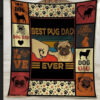 Best Pug Dad Ever Blanket Pug Dog Paw Fleece Blanket - Super King - Ettee