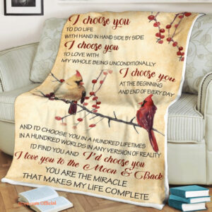 Bird Quilt Blanket I Choose You To Do Life With Hand In Hand Side - Super King - Ettee