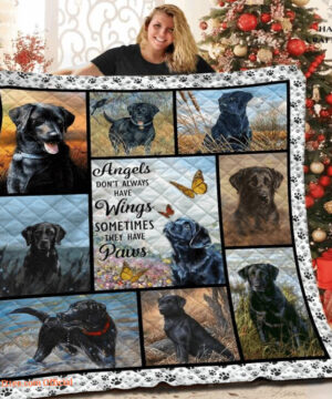 Black Labrador Plaing Butter Butterfiles Pet Dog Lover Quilt Blanket - Super King - Ettee