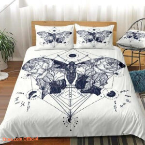 Black White Butterfly Cotton Bed Sheets Spread Comforter  Bedding Sets - King - Ettee