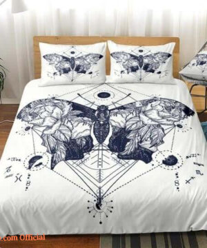 Black White Butterfly Cotton Bed Sheets Spread Comforter  Bedding Sets - King - Ettee