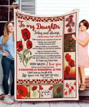 To My Daughter From Mom Floral Quilt Blanket. Foldable And Compact - Super King - Ettee