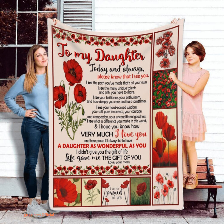 To My Daughter From Mom Floral Quilt Blanket. Foldable And Compact - Super King - Ettee