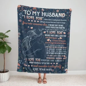 Blankets For Husband.Special Blanket.To My Husband.I Love You Sherpa Fleece Quilt Blanket - Super King - Ettee