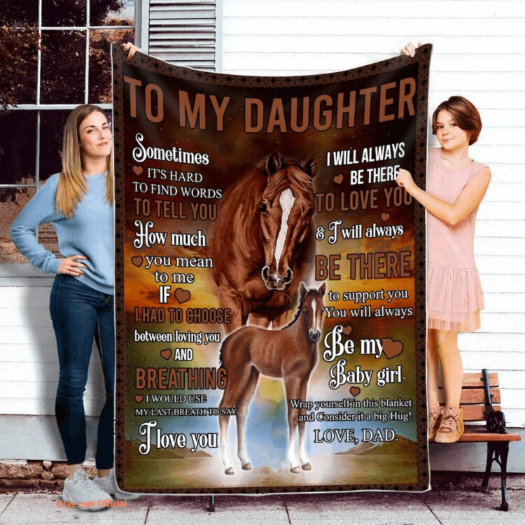 To My Daughter Horse Quilt Blanket. Light And Durable. Soft To Touch - Super King - Ettee