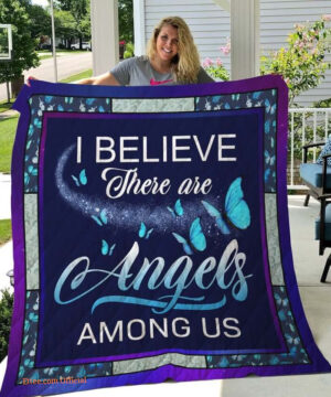 Blue Butterfly Angels Among Us Quilt Blanket Great - Ettee - Angels