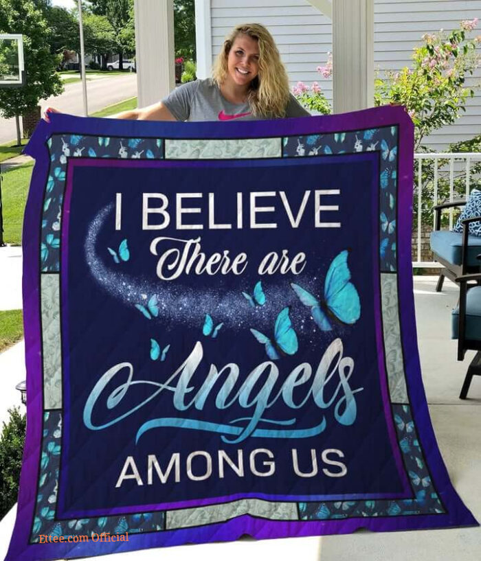Blue Butterfly Angels Among Us Quilt Blanket Great - Ettee - Angels
