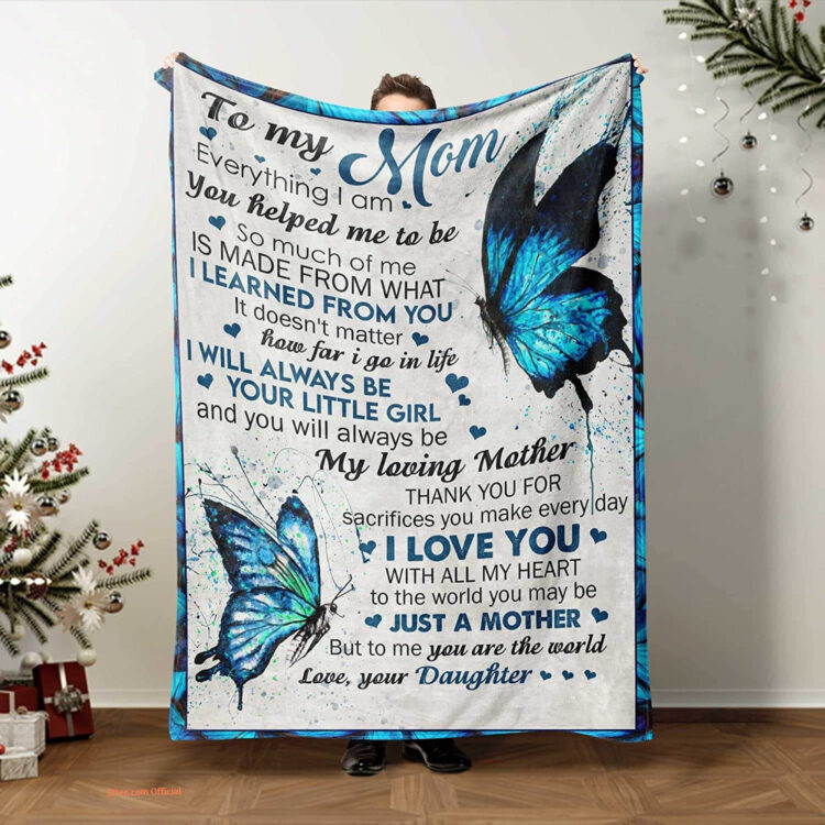 Blue Butterfly Mom Gift from Daughter.Birthday Gifts for Mom Unique.Best Mom - Super King - Ettee