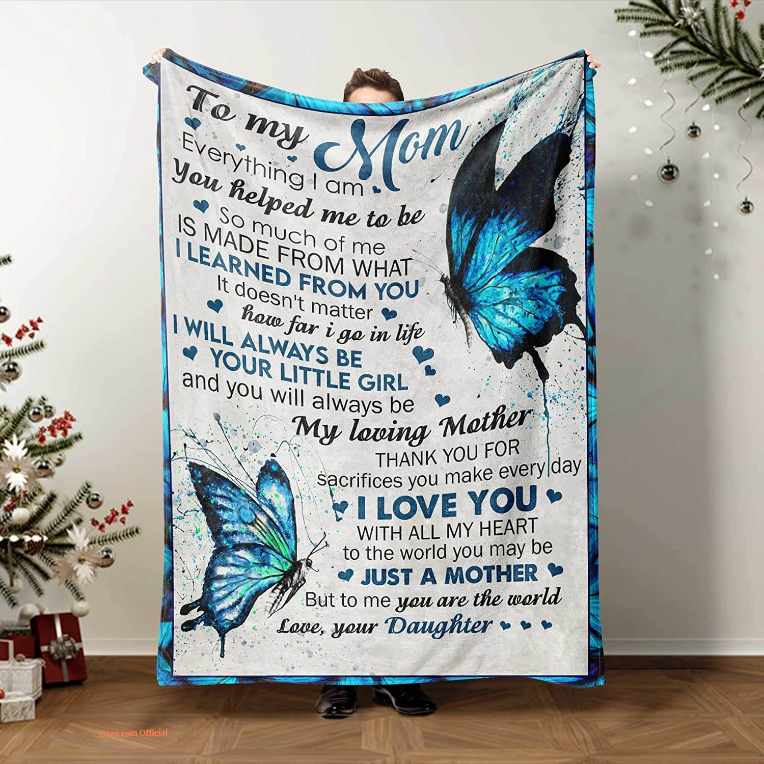 To My Mom Rose Throw Fleece Blanket Gift From Daughter Christmas Birthday Blanket - Ettee - Birthday