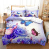 Blue Quilt Set Double 3 Piece Butterfly Tree Bedding Set - King - Ettee
