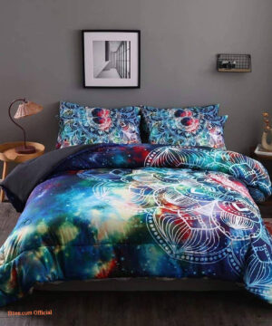 Boho Chic Comforter Set Mandala Galaxy Bohemian Floral All Season Bedding Set - King - Ettee