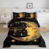 Boho Moth Bedding Set Full Black Yellow Sun and Moon Ettee - King - Ettee