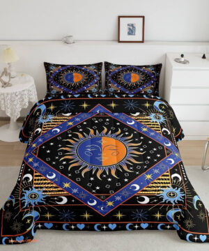 Sun Moon Bedding Glitter Stars Galaxy Bedding Sets - King - Ettee