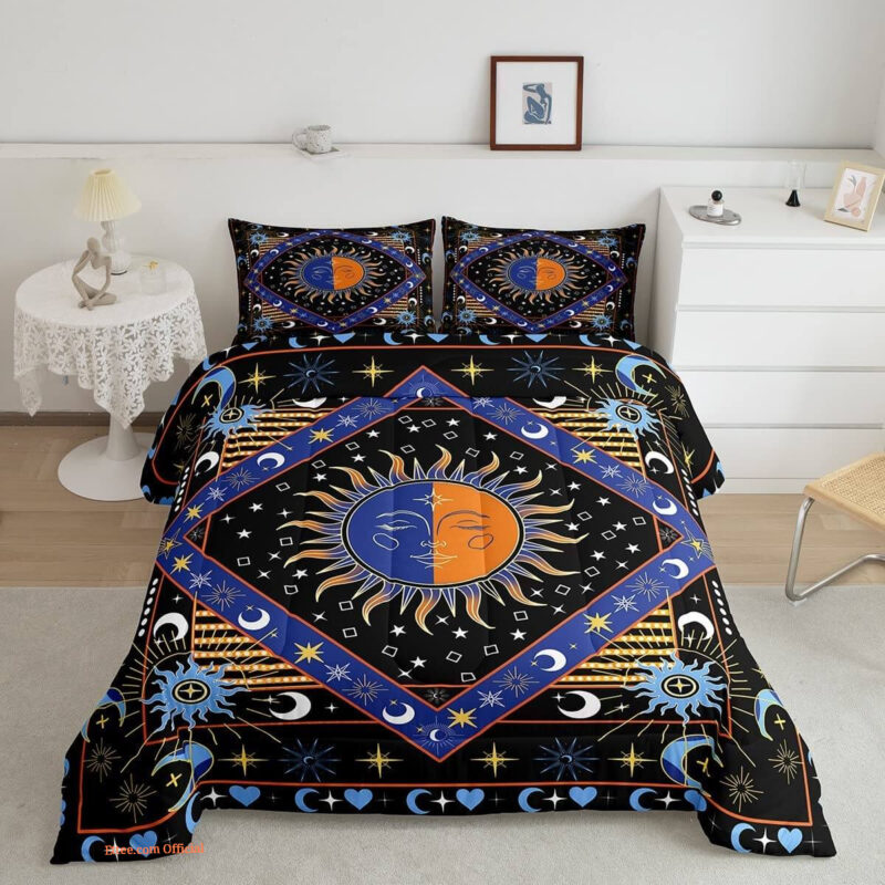 Sun Moon Bedding Glitter Stars Galaxy Bedding Sets - King - Ettee