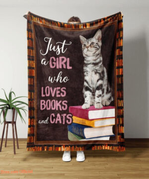 Book With Cat Blanket Just A Girl Who Loves Books And Cats Quilt Blanket - Super King - Ettee