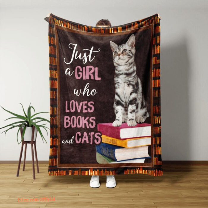 Book With Cat Blanket Just A Girl Who Loves Books And Cats Quilt Blanket - Super King - Ettee
