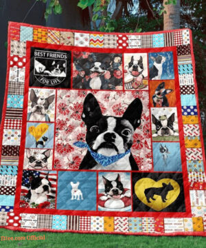 Boston Terrier Best Friend Life Pet Dog Lover Quilt Blanket. Foldable And Compact - Super King - Ettee