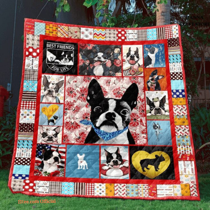 Boston Terrier Best Friend Life Pet Dog Lover Quilt Blanket. Foldable And Compact - Super King - Ettee