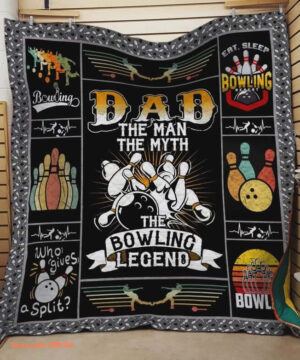 Bowling Dad The Man The Myth The Bowling Legend Quilt Blanket Great Customized Blanket Gifts For Birthday Christmas Thanksgiving - Ettee