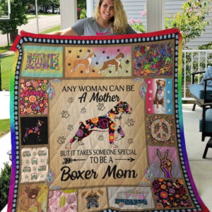 Boxer Boxer Mom Special Pattern Dog Hippie Symbol Quilt Blanket Great Customized Blanket Gifts For Birthday Christmas Thanksgiving - Super King - Ettee