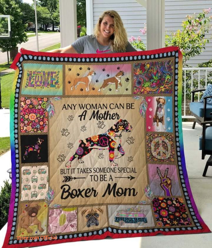 Boxer Boxer Mom Special Pattern Dog Hippie Symbol Quilt Blanket Great Customized Blanket Gifts For Birthday Christmas Thanksgiving - Super King - Ettee