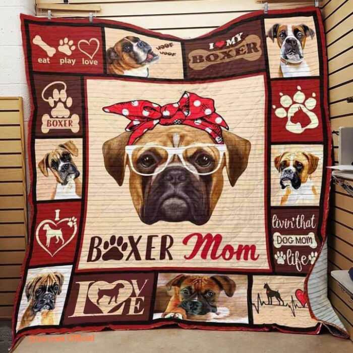 Boxer Living That Dog Mom Life Quilt Blanket Great Customized Blanket Gifts For Birthday Christmas Thanksgiving - Super King - Ettee